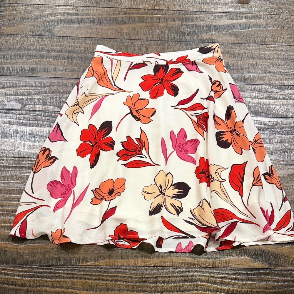 Philosophy Floral A-Line Skirt - Red, Pink, Orange
